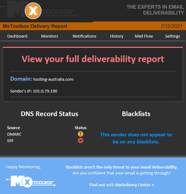 MX ToolBox Email Deliverability